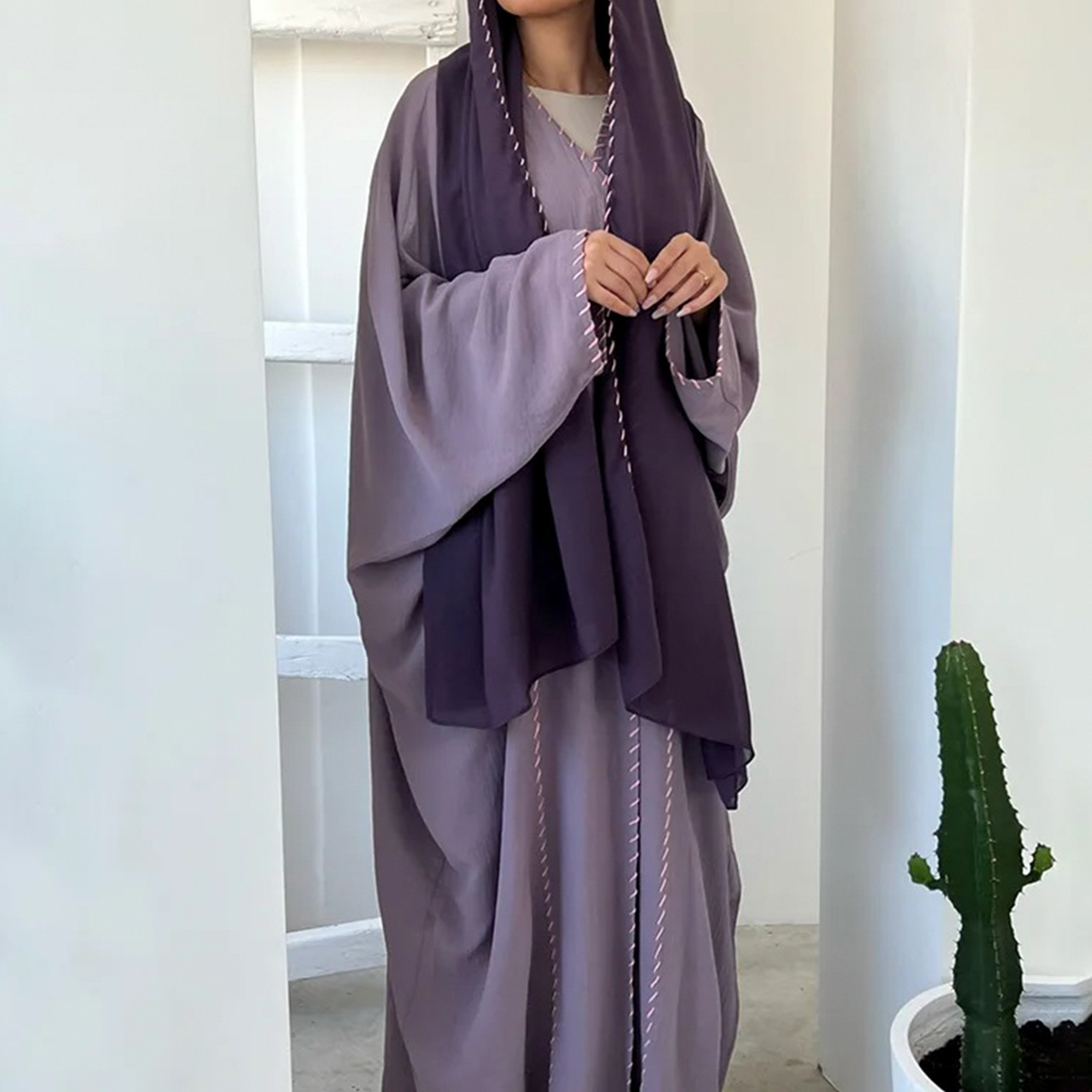 イードジェラバ着物オープンアバヤ女性イスラム教徒ヒジャブドレ - Embroidery Kebaya のレビューと価格