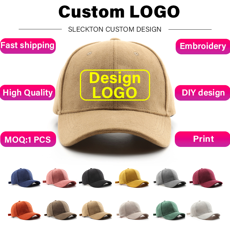 Sseckton-女性と男性のためのスエードベースボールキャ - Embroidery Design Logo のレビューと価格