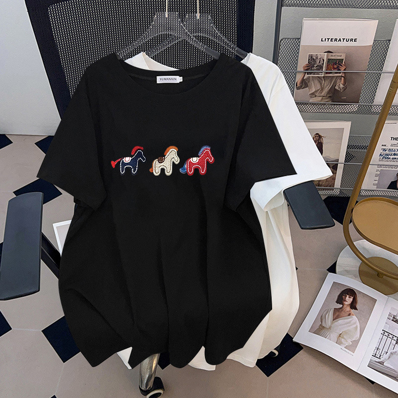 170 キロプラスサイズの女性のバスト 170 夏ルーズ半袖 - Embroidery Cotton Shirt のレビューと価格