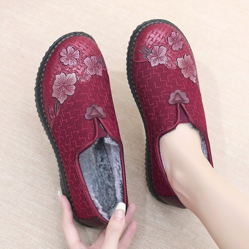 女性用、冬用、裏地付き、スリッポンタイプの靴。花柄刺繍、柔ら - Embroidery Online のレビューと価格