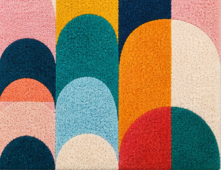 カラフルな幾何学模様のカーペット刺繍ラッチフックキット、ラッ - Embroidery Meaning のレビューと価格