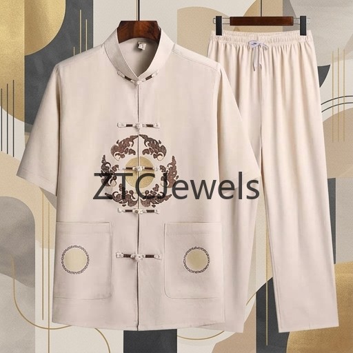 伝統的な中国のカンフースーツ男性詠春拳太極拳コスプレ衣装快適 - Embroidery Cotton Shirt のレビューと価格